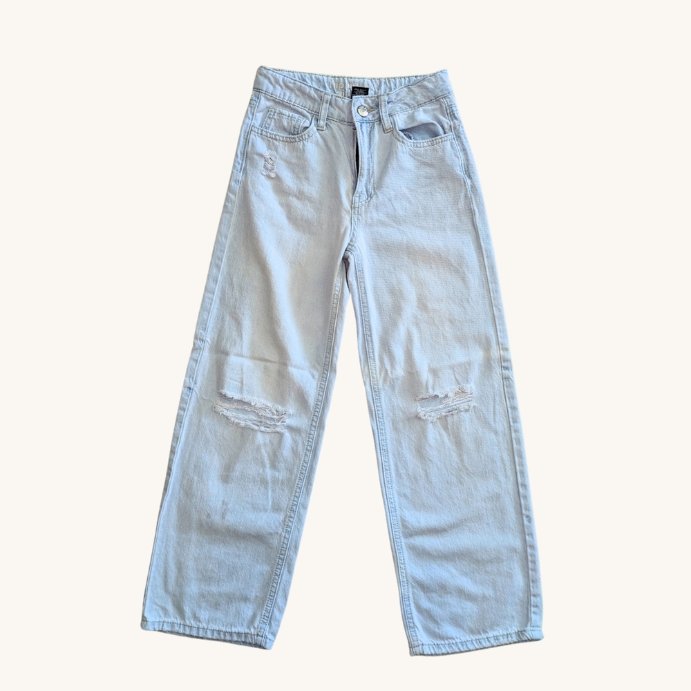 Light Blue Wide Leg Distressed Jeans